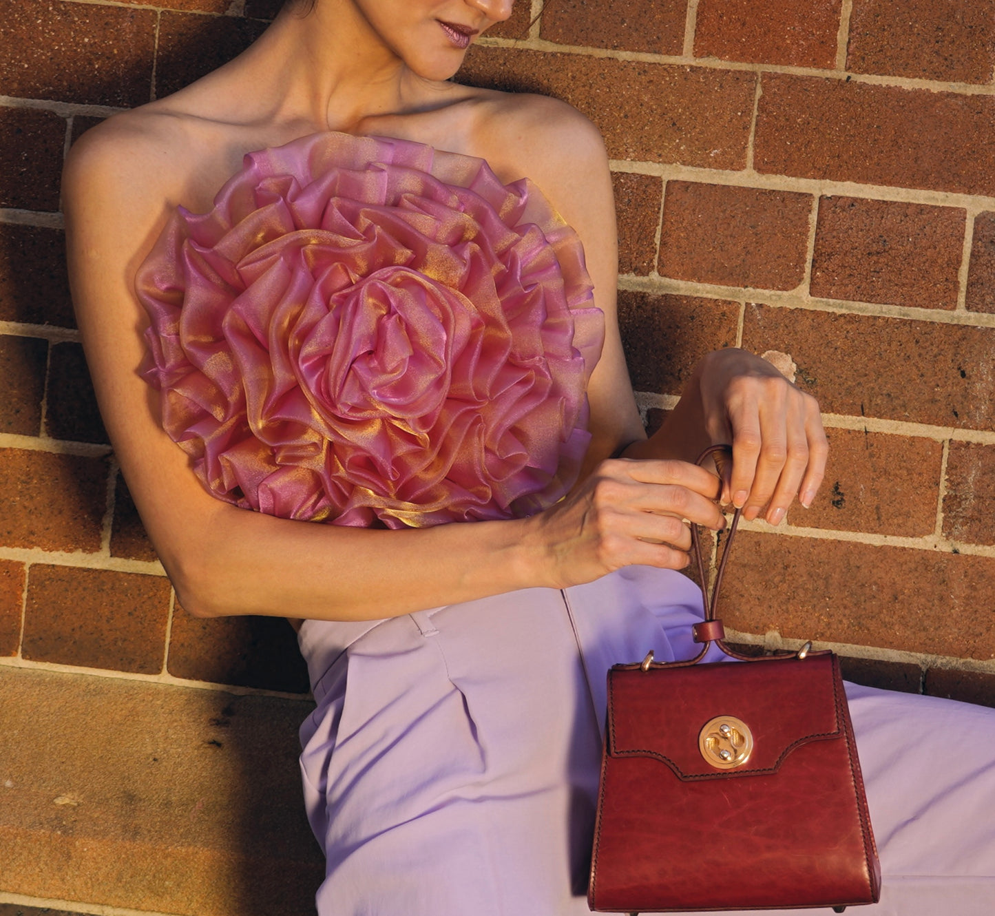 SMALL BURGUNDY LEATHER SHOULDER BAG