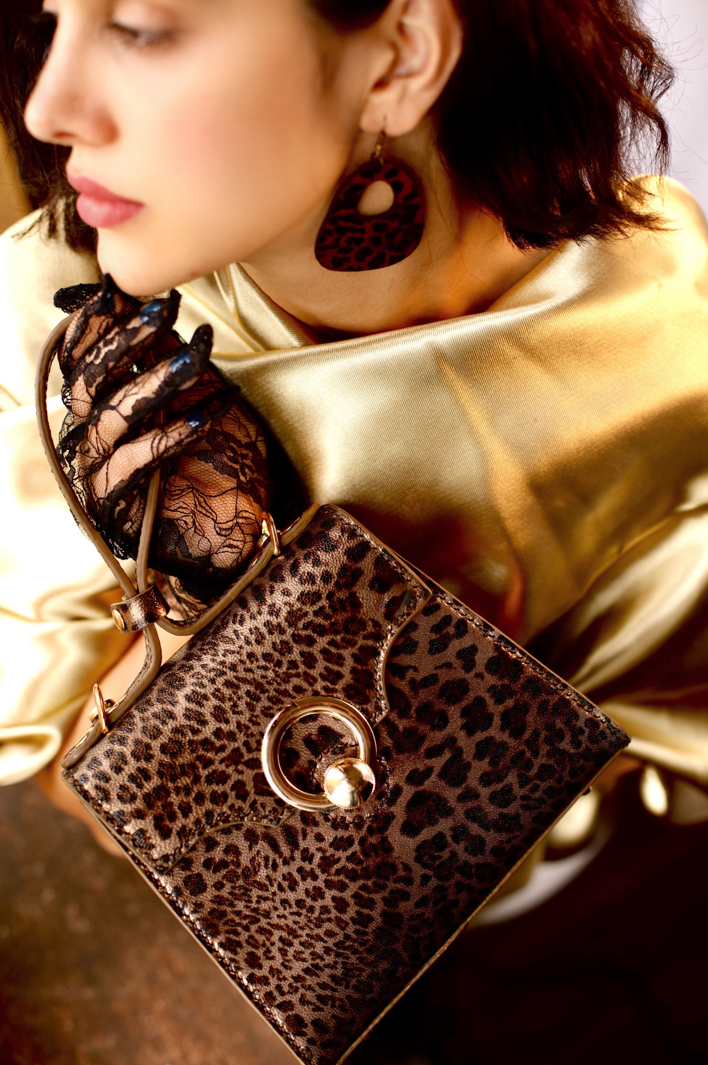 LEOPARD PRINT LEATHER MINI HANDBAG