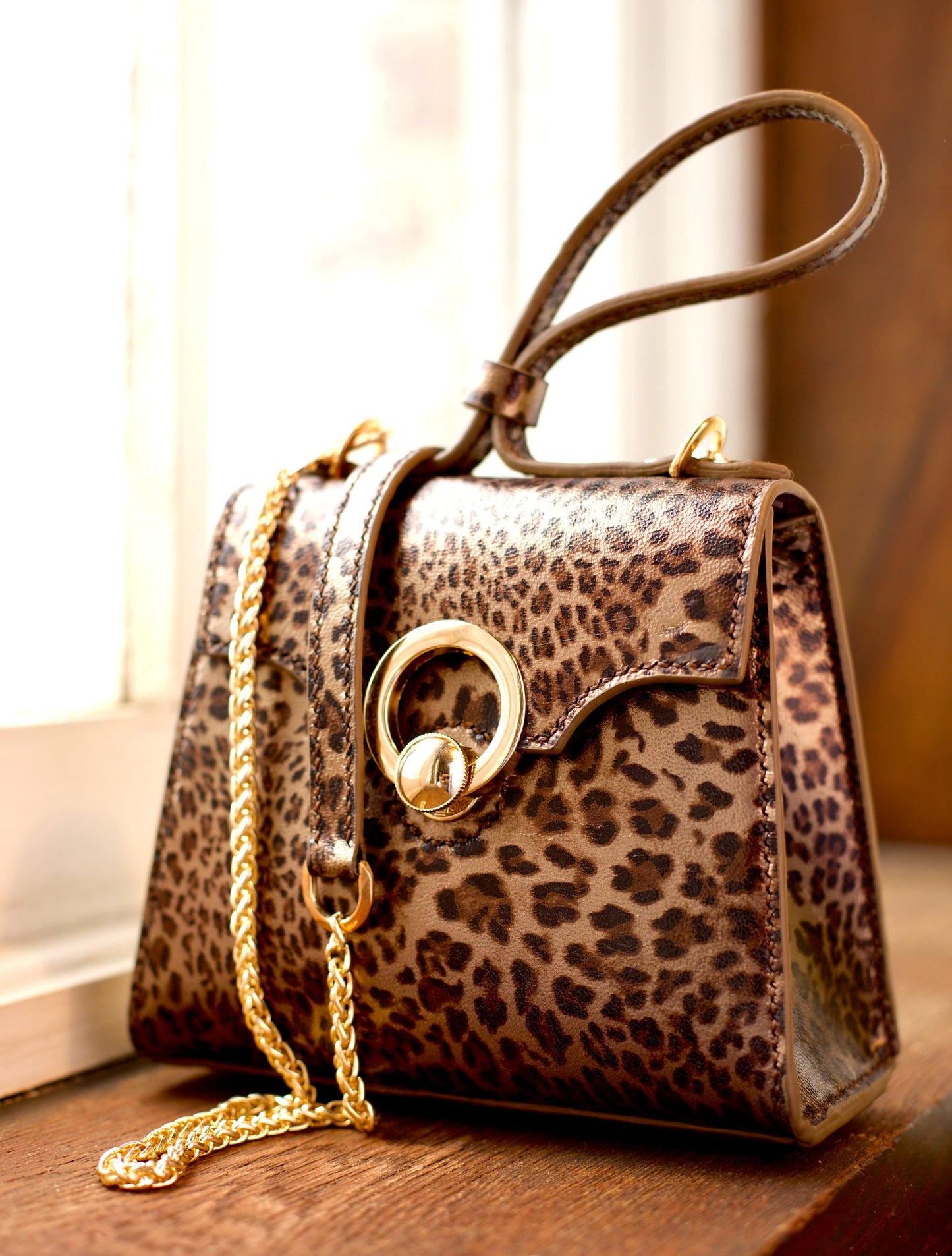 LEOPARD PRINT LEATHER MINI HANDBAG